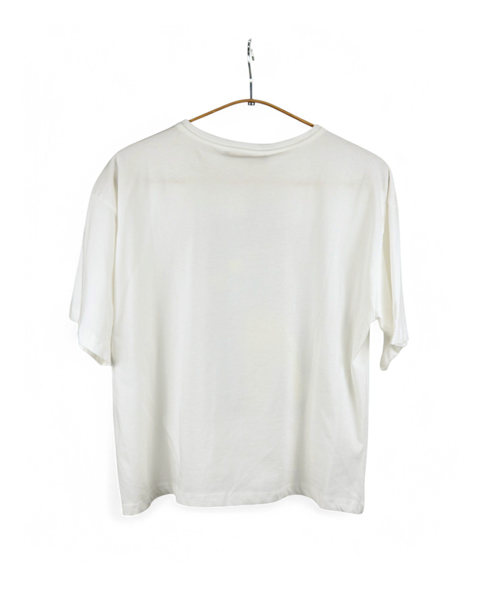 Tricou alb din bumbac cu print artistic – spate.