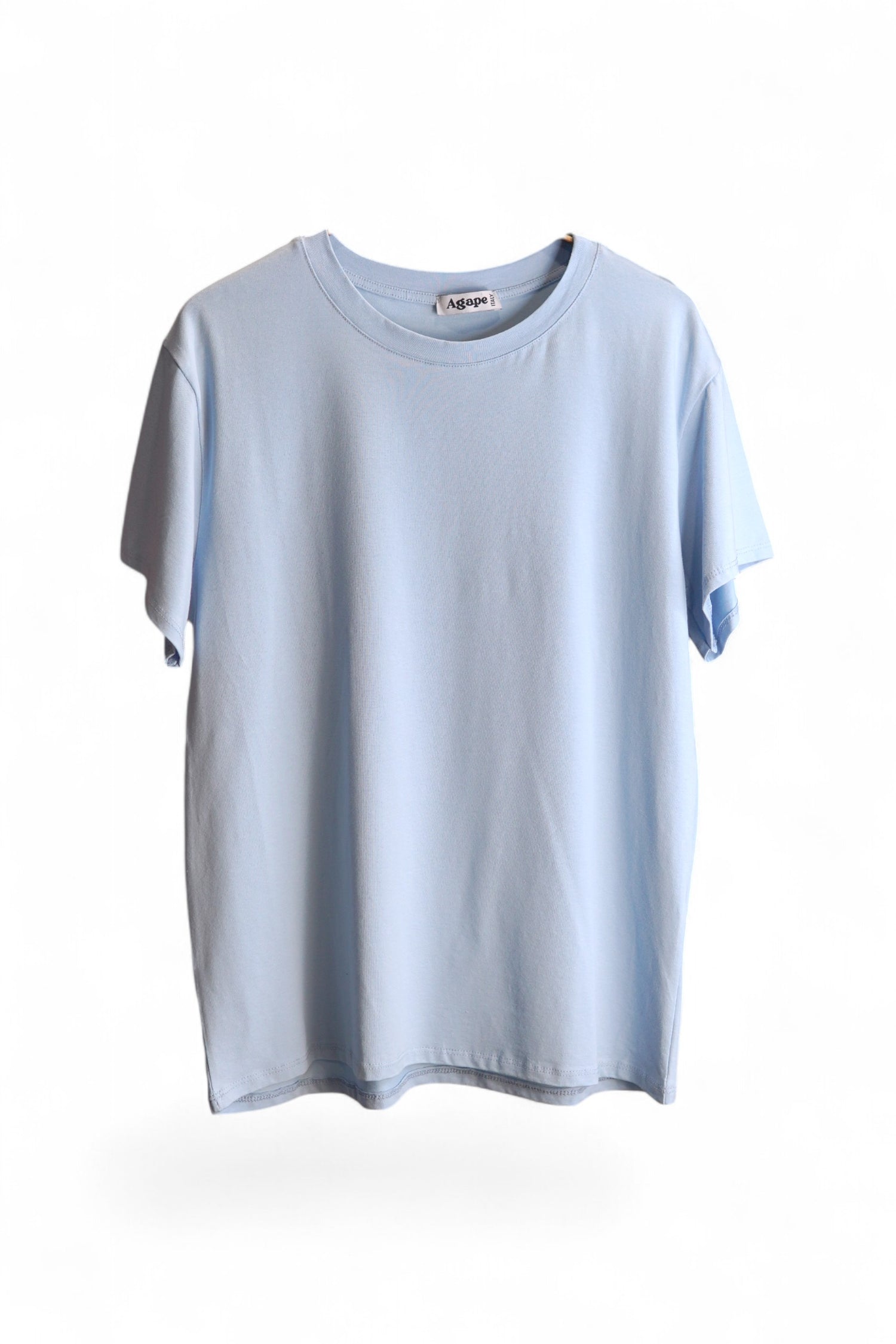Tricou bleu deschis cu mâneci scurte, material moale și lejer