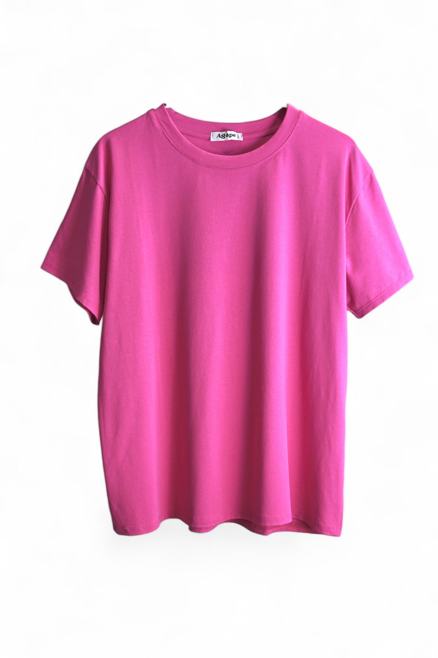 Tricou fucsia intens, cu textură fină și croială relaxată