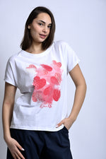 Tricou oversize cu print inimă și mesaj Enjoy, vedere laterală
