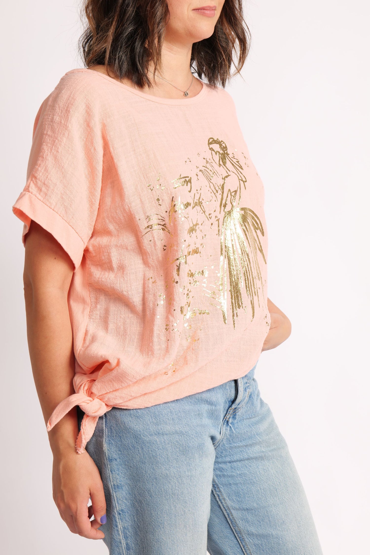 Tricou Cu Nod Din Bumbac Printat