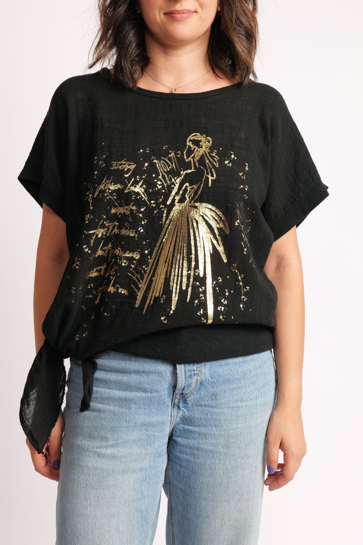 Tricou Cu Nod Din Bumbac Printat