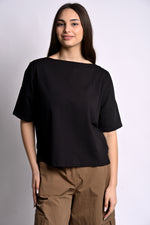 Tricou damă bleumarin stil urban, croială largă