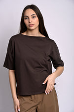 Tricou damă maro cafea cu croială lejeră