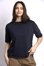 Tricou damă negru minimalist cu mânecă scurtă