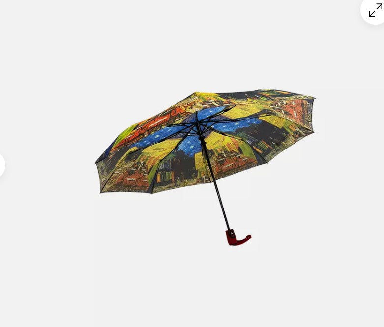 Umbrelă cu deschidere automată și spițe rezistente la vânt, inspirată din arta lui Van Gogh.