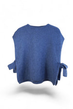 Vestă Mohair cu funde laterale, culoare albastru, față frontală