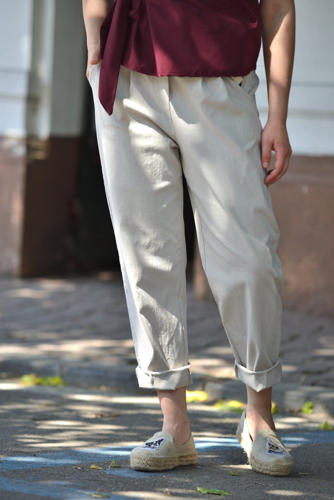 Pantaloni Cu Centură Colorată Din Viscoză