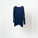 Bluză oversize din tricot cu mâneci mulate, bleumarin - All Above Boutique