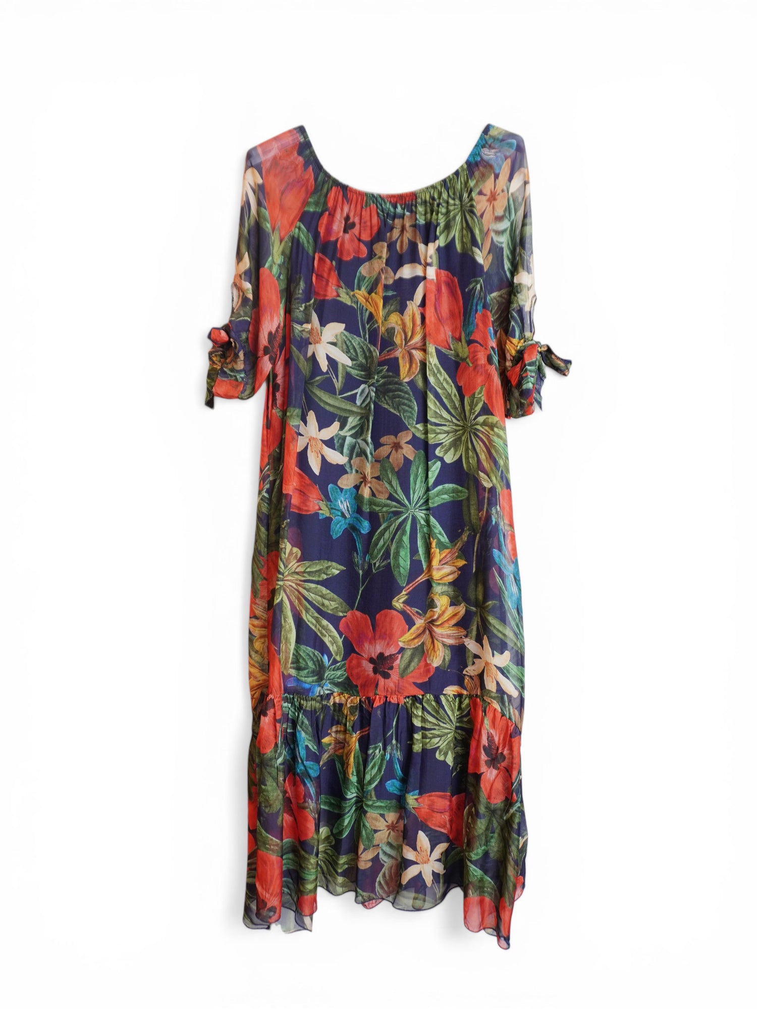 Rochie Lungă Din Mătase – Florală Boemă