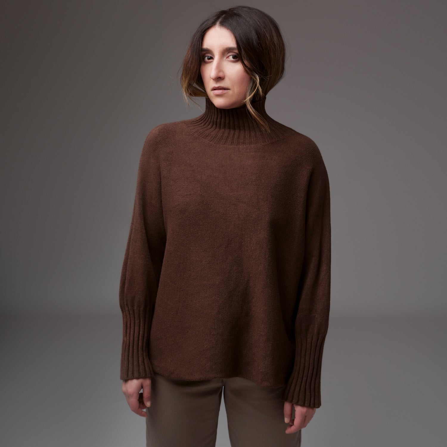 Pulover din Tricot Soft cu Guler Turtle Neck