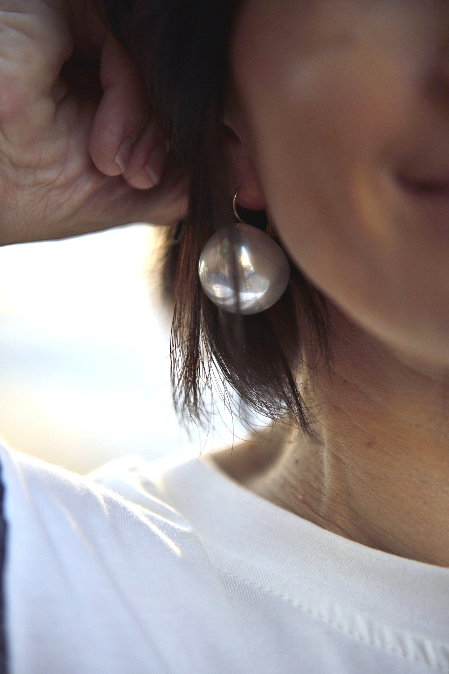 All Above Boutique large pearl statement earrings with stainless steel closure, ideal for elegant and casual looks.