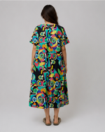 Rochie din bumbac cu imprimeu multicolor, vedere laterală — All Above Boutique.