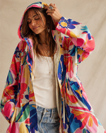 Parka windbreaker floral cu gluga integrata vedere laterala, croi lejer, All Above Boutique