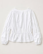Bluza din bumbac cu maneca raglan si insertii elastice, culoare alb, fotografie
