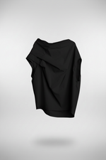 Bluză asimetrică neagră elegantă cu umeri căzuți