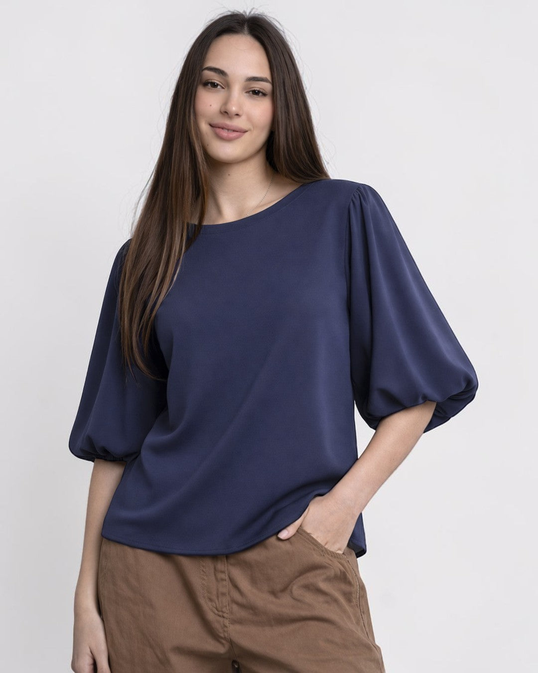 Bluză Cu Mânecă 3/4 Bufantă – Bluză Damă Elegantă Casual