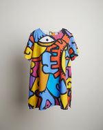 Bluză oversize cu design graffiti, stil urban modern