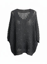 Bluză neagră croșetată tip plasă cu croială oversize