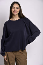 Bluză tip sweatshirt bleumarin, vedere laterală, stil casual