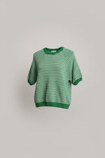 Bluză tricotată cu dungi verzi, stil casual