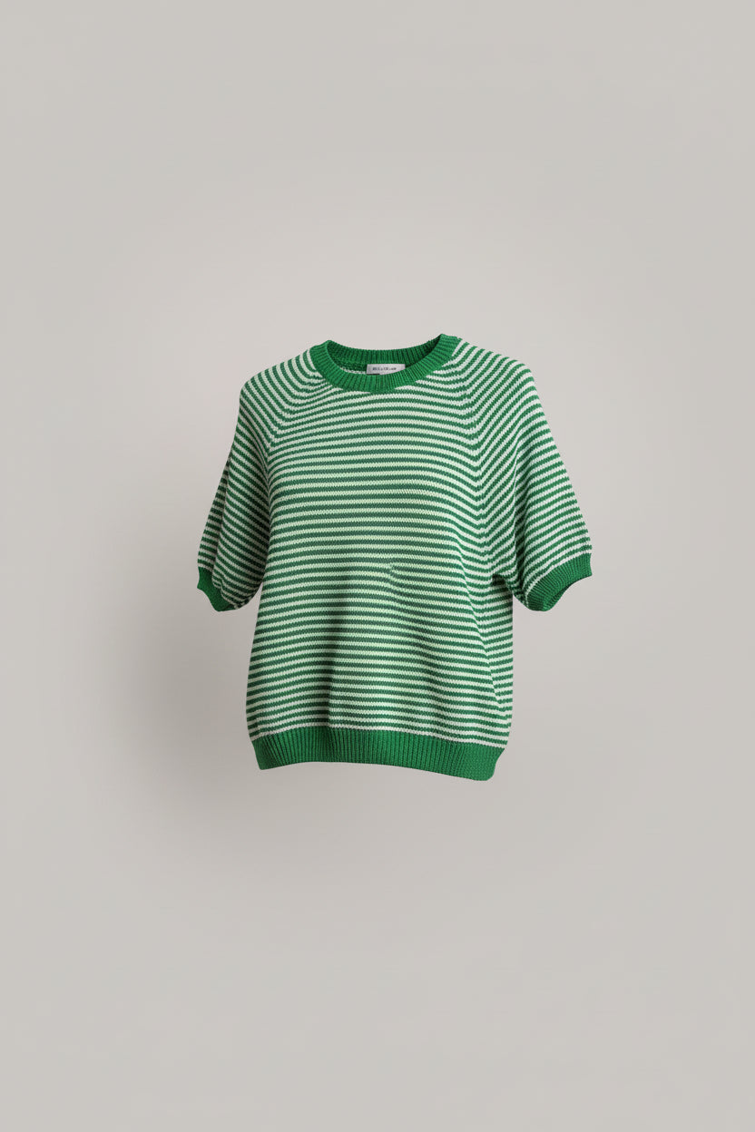 Bluză tricotată cu dungi verzi, stil casual