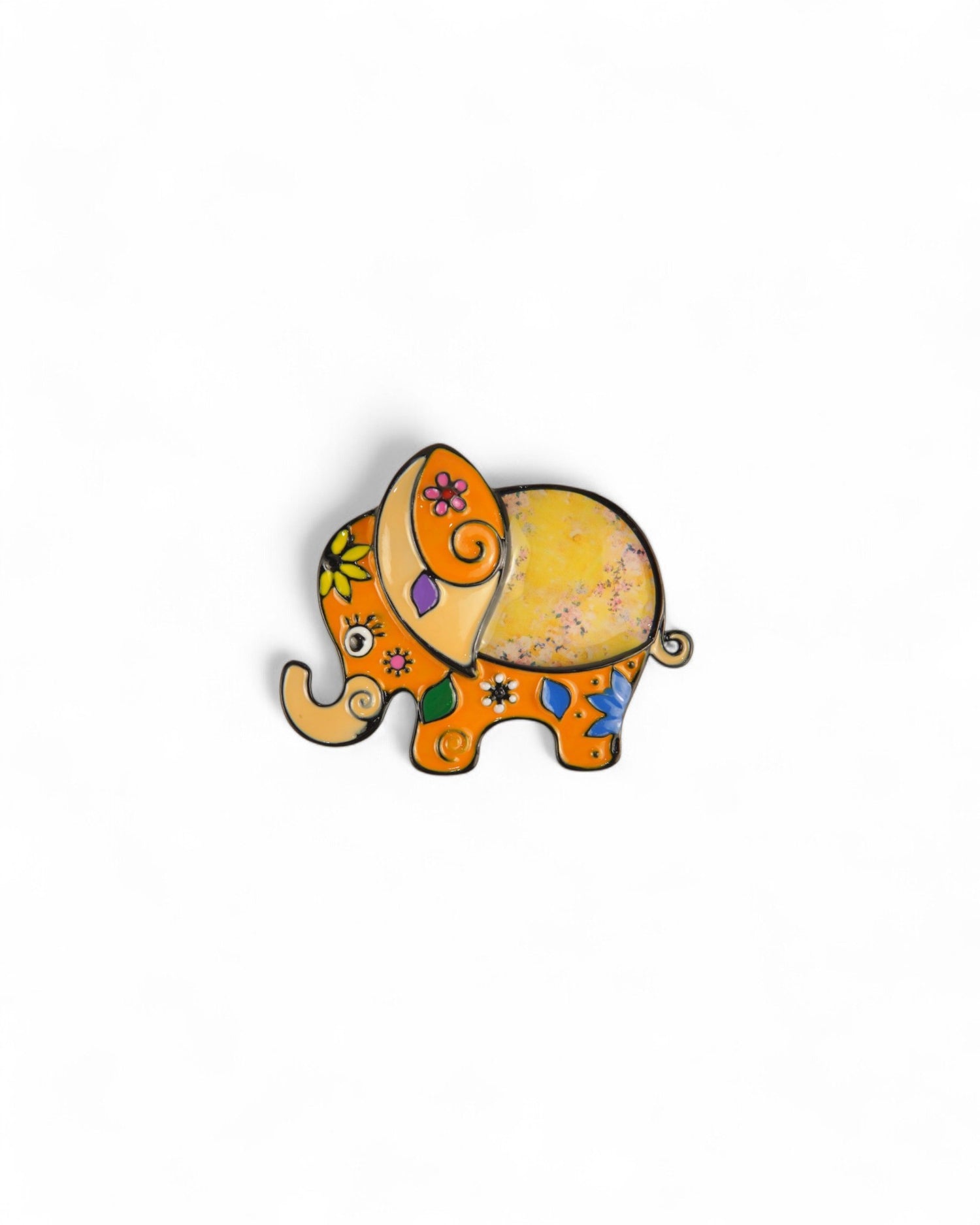 Broșă Naivă Elefant Colorat cu Trompa În Sus