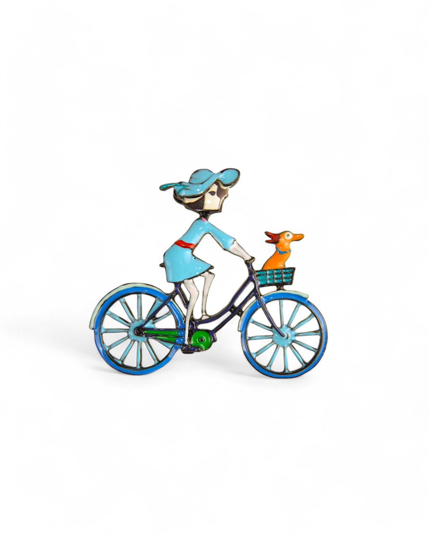 Broșă Naivă Coana Mița Biciclista Emailată