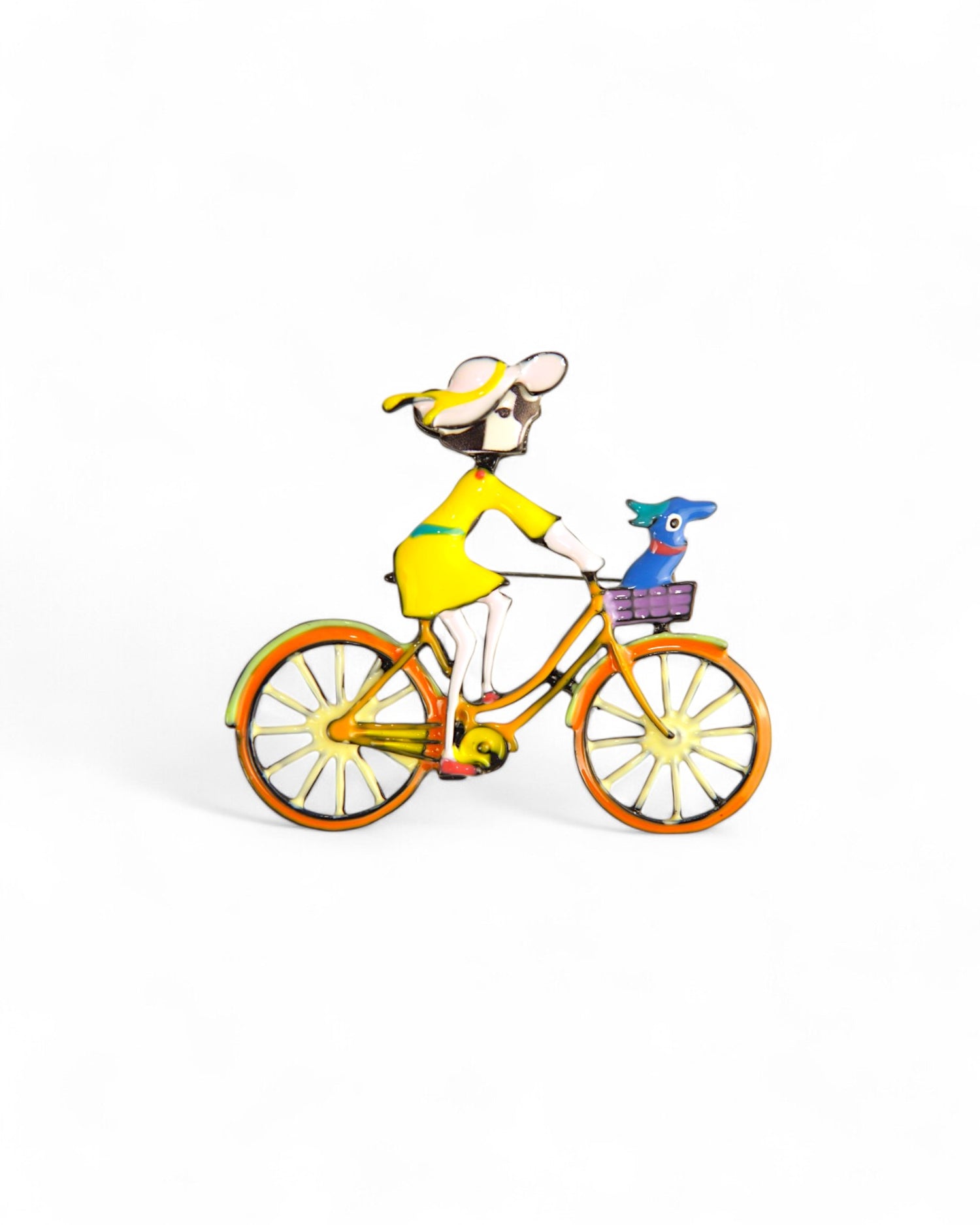 Broșă Naivă Coana Mița Biciclista Emailată