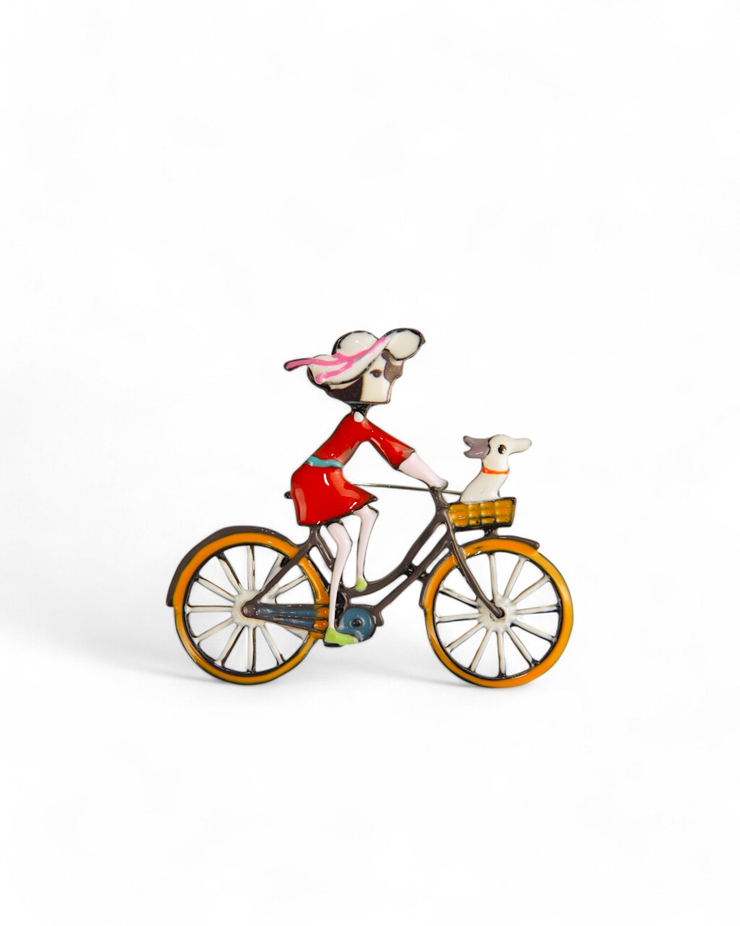 Broșă Naivă Coana Mița Biciclista Emailată