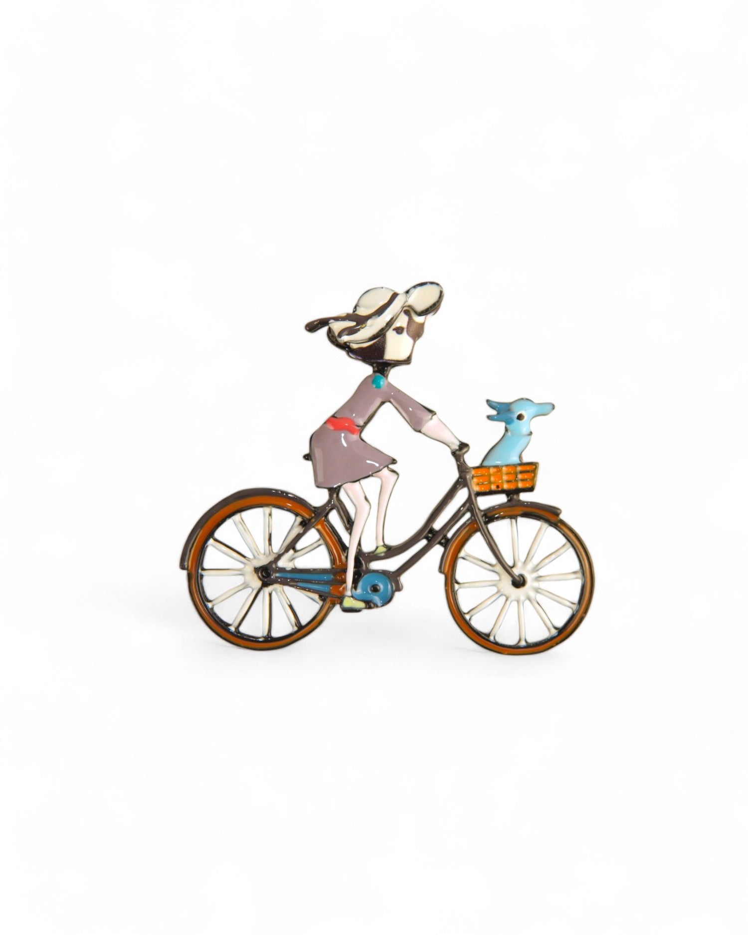 Broșă Naivă Coana Mița Biciclista Emailată
