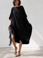 Bluză tip rochie oversize din satin, croială amplă cu luciu subtil — All Above Boutique.