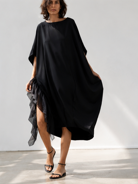 Bluză tip rochie oversize din satin, croială amplă cu luciu subtil — All Above Boutique.