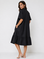 Rochie tip cămașă cu imprimeu artistic, vedere laterală — All Above Boutique.