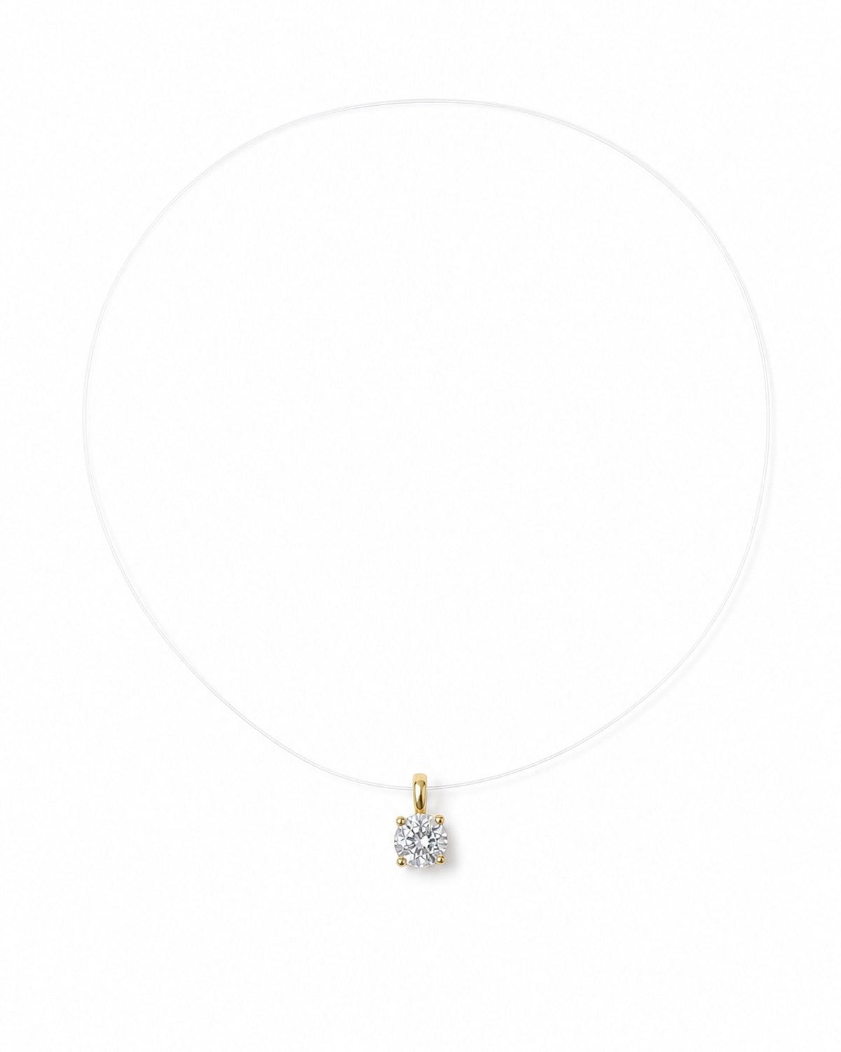 Colier pe fir de gută cu pandantiv solitar din stras auriu, fundal alb, All Above Boutique