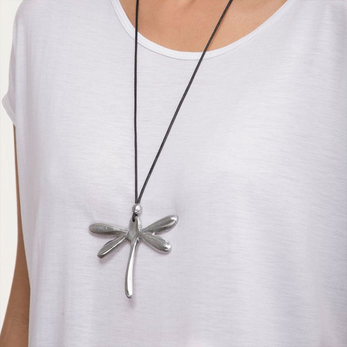 Colier Handmade cu Medalion Libelulă, Aluminiu Reciclat
