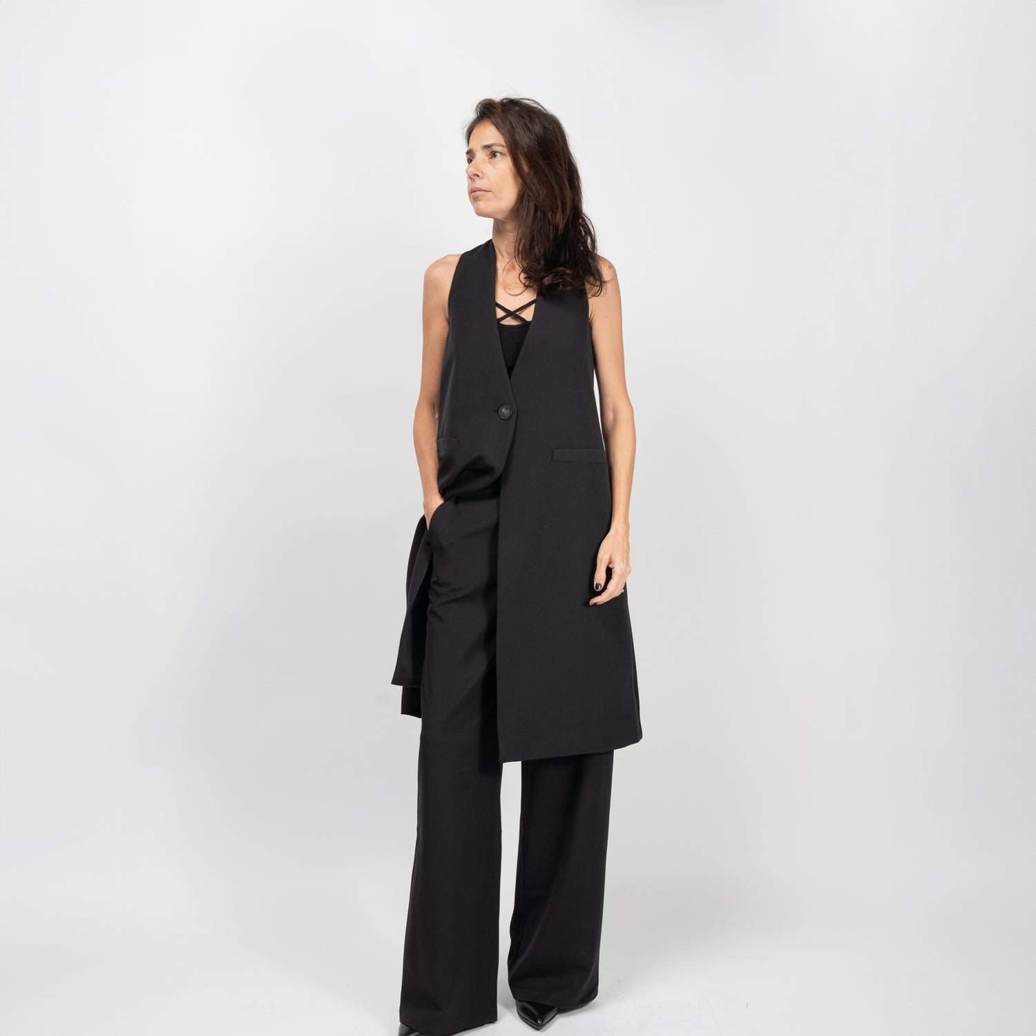 Pantaloni Drepți Din Stofă Cu Talie Înaltă – Eleganți și Confortabili