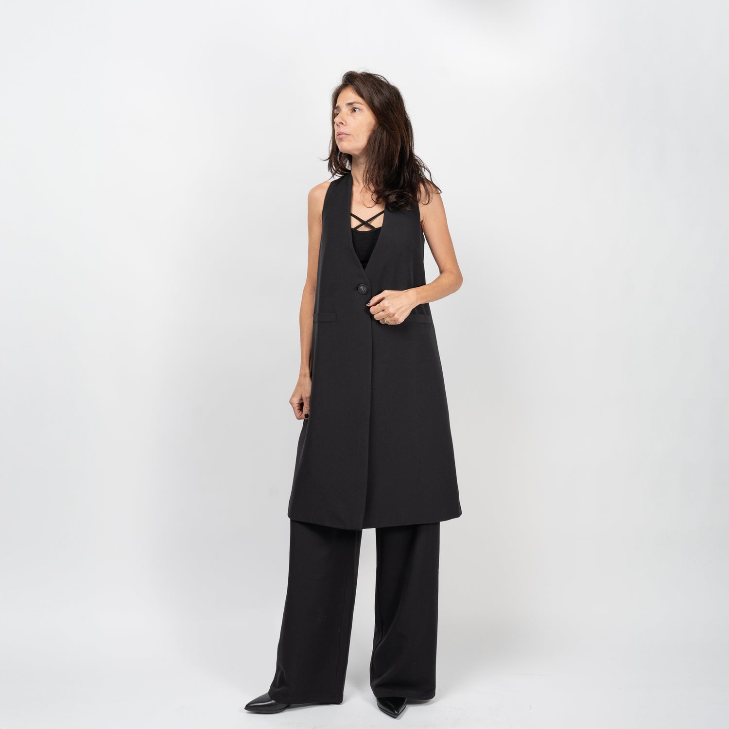 Pantaloni Drepți Din Stofă Cu Talie Înaltă – Eleganți și Confortabili