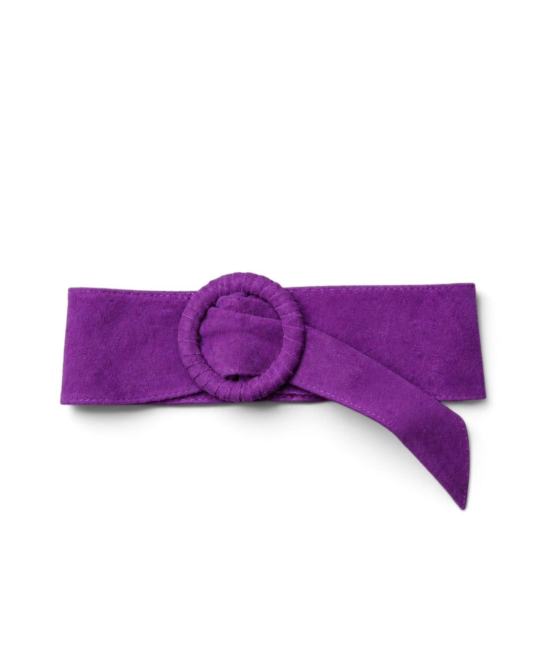 Curea lată violet de damă cu design petrecut și detaliu decorativ frontal, prezentată pe fundal alb.