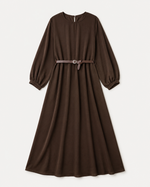 Rochie lungă cu mânecă 3/4 și croială lejeră, detaliu material — All Above Boutique.