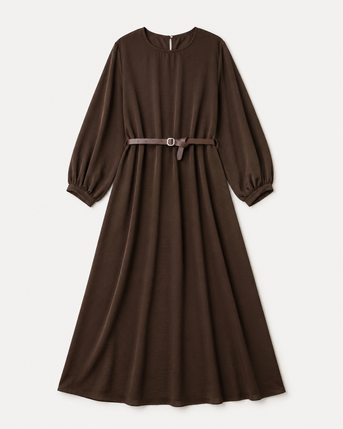 Rochie lungă cu mânecă 3/4 și croială lejeră, detaliu material — All Above Boutique.
