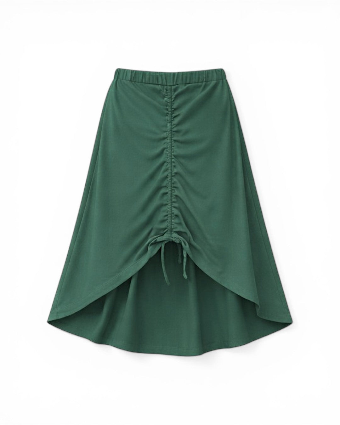 Fustă verde din jerse subțire cu croi asimetric