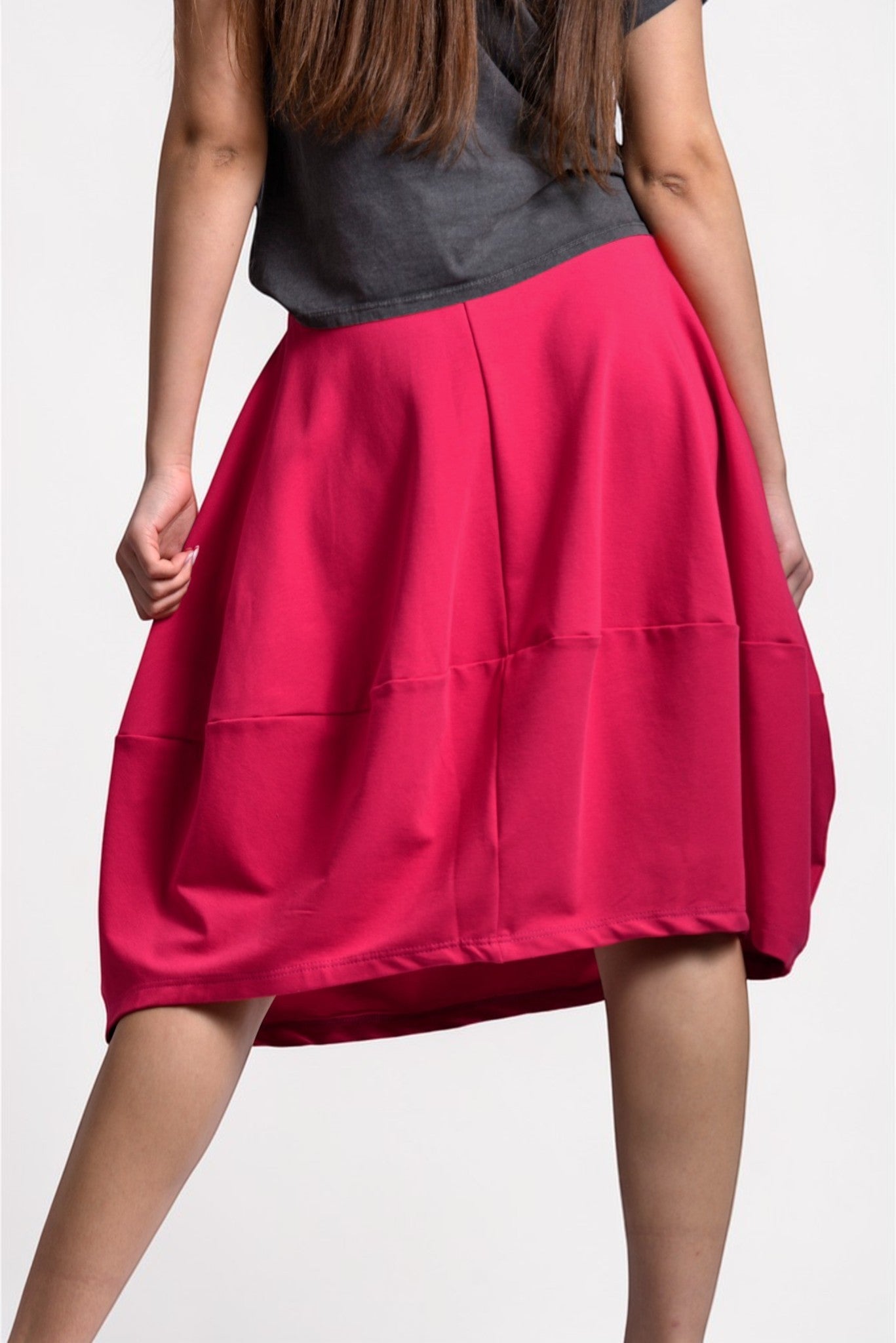 Fustă lalea fucsia din bumbac elastic, vedere din față