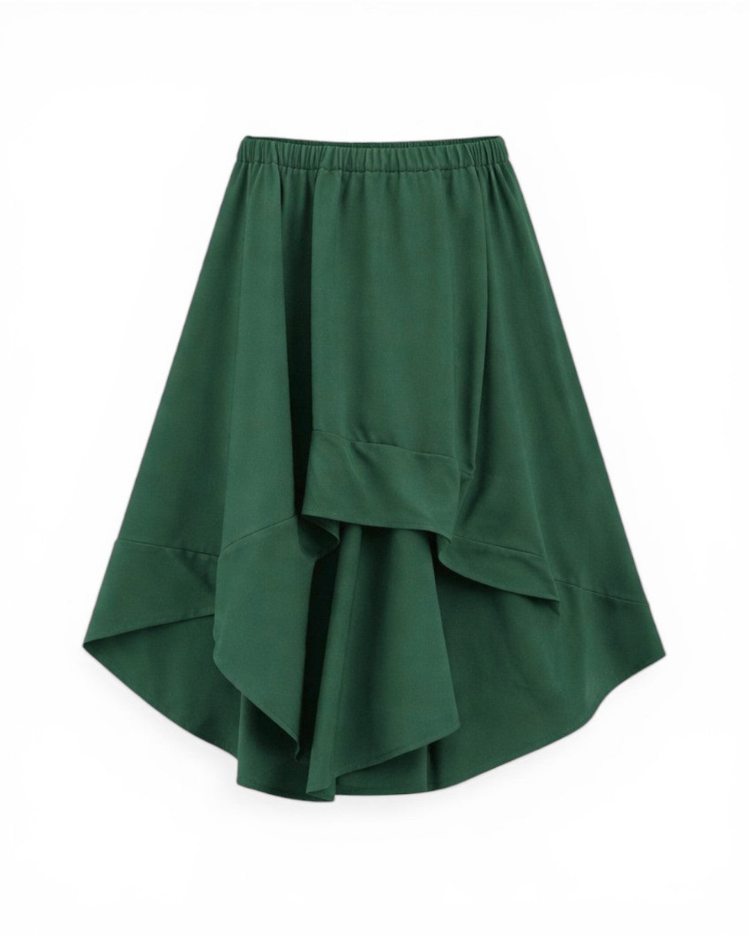 Fustă lungă verde din jerse cu croială asimetrică