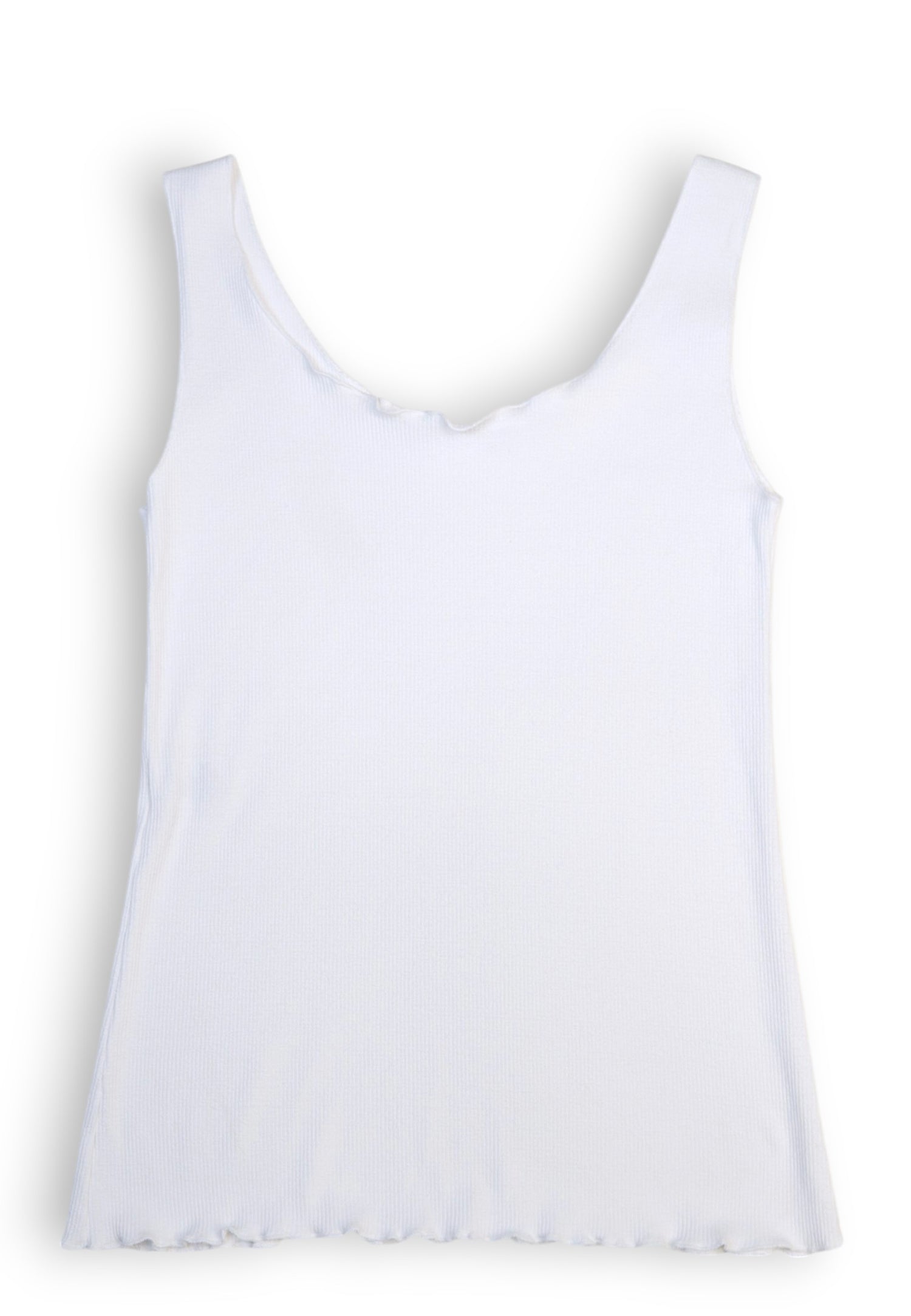 Maiou Fără Mâneci Din Viscoză cu Margini Ondulate – Slim Fit