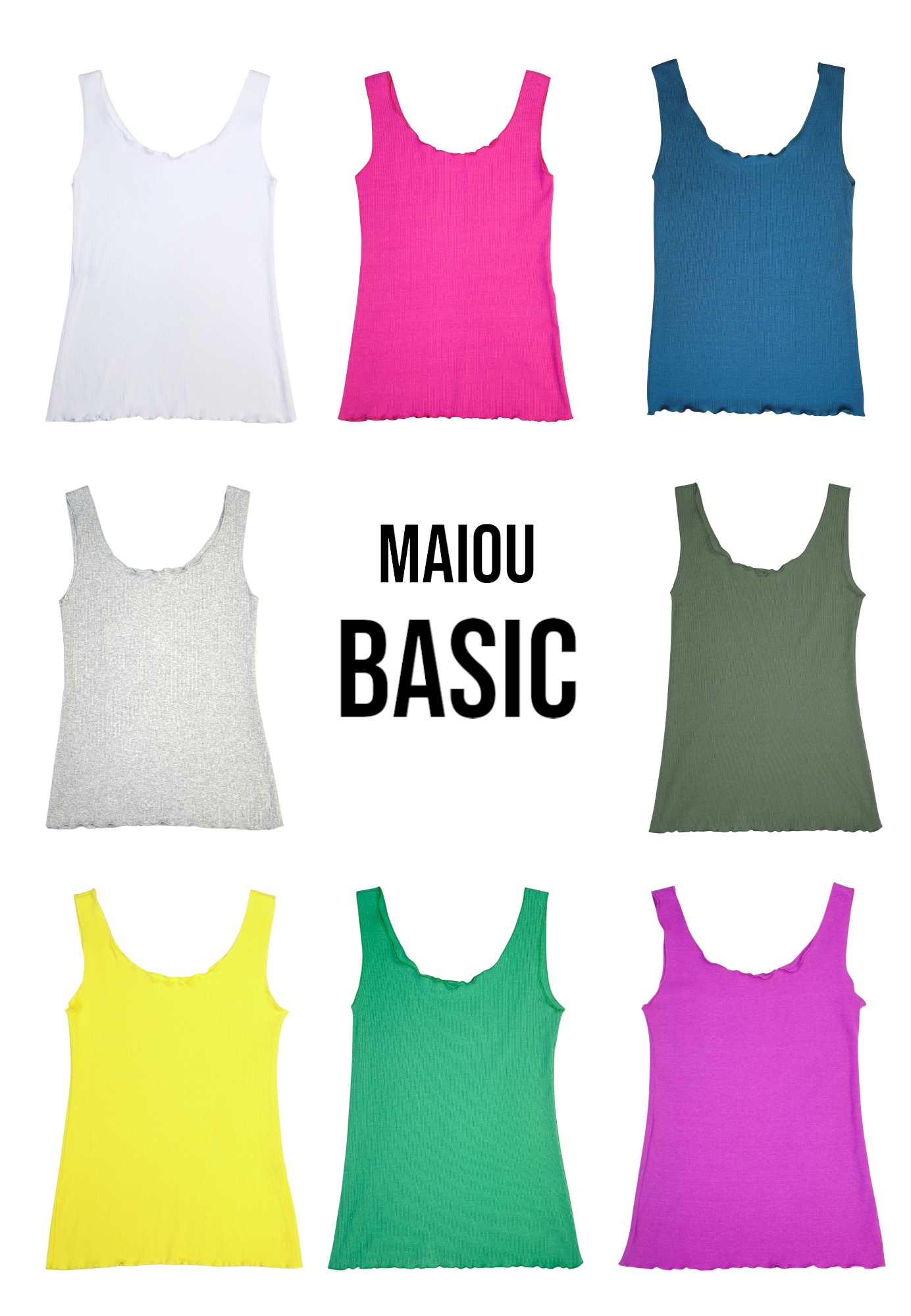 Maiou Fără Mâneci Din Viscoză cu Margini Ondulate – Slim Fit
