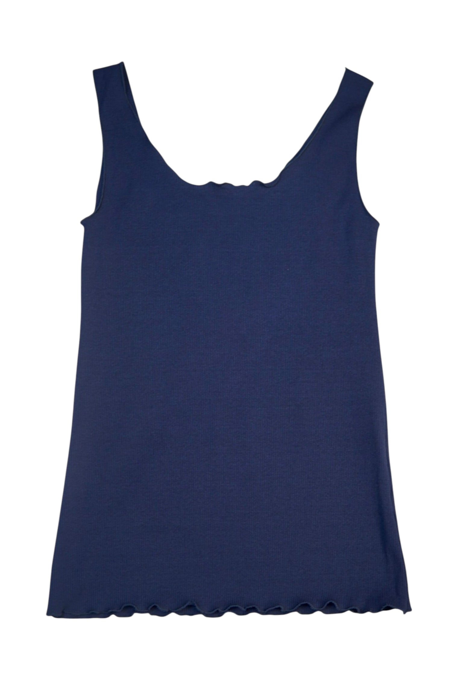 Maiou Fără Mâneci Din Viscoză cu Margini Ondulate – Slim Fit