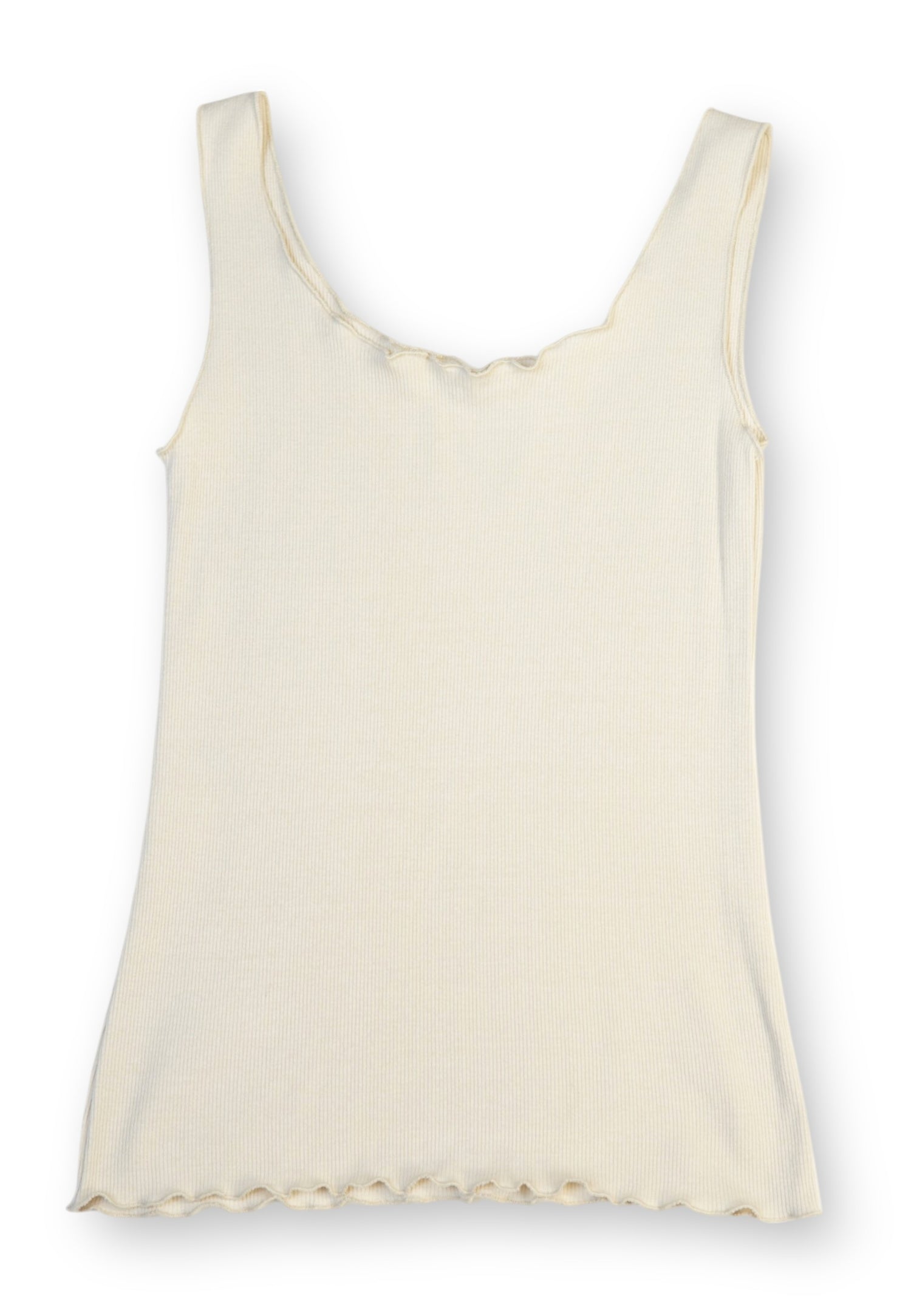 Maiou Fără Mâneci Din Viscoză cu Margini Ondulate – Slim Fit
