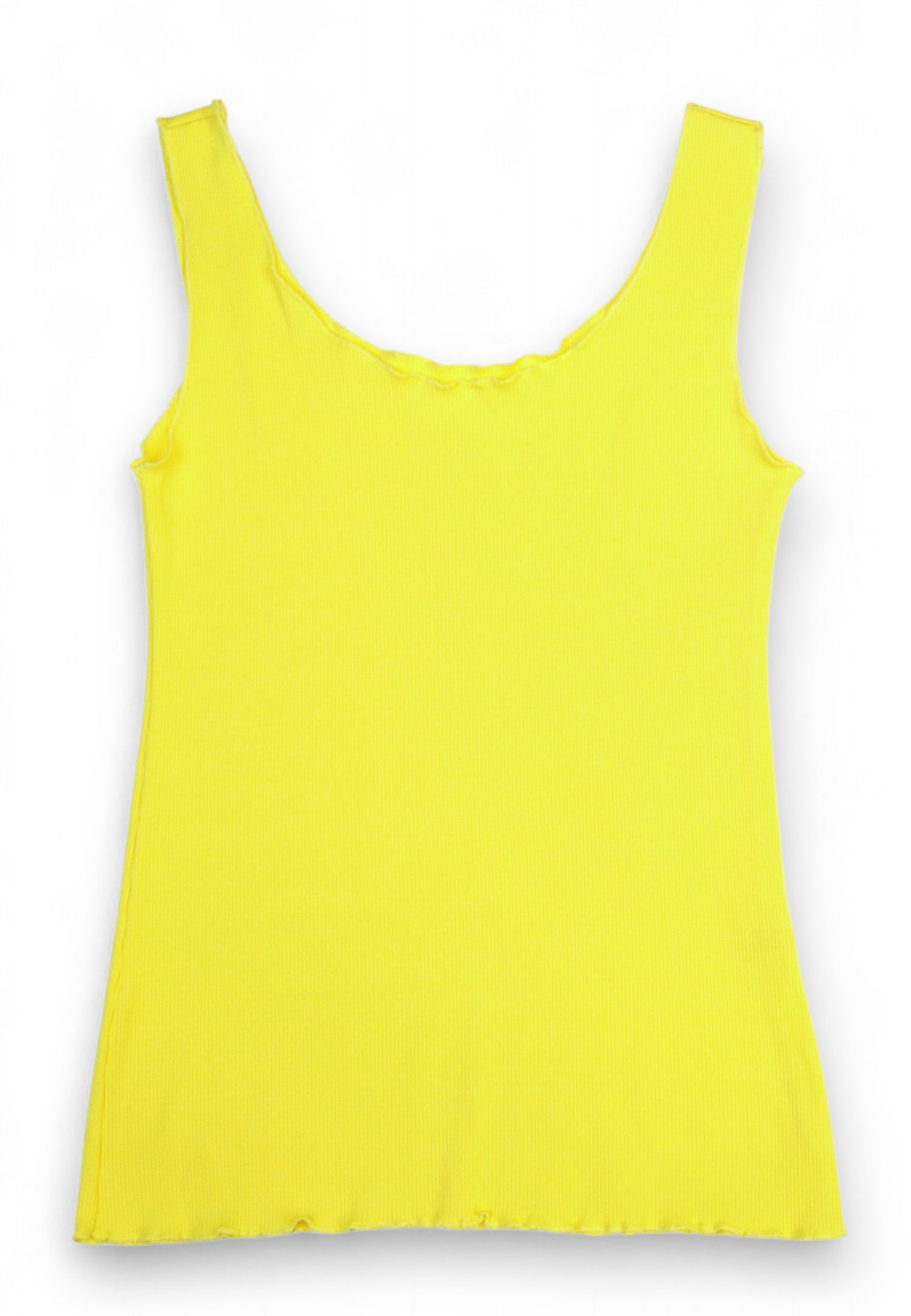 Maiou Fără Mâneci Din Viscoză cu Margini Ondulate – Slim Fit
