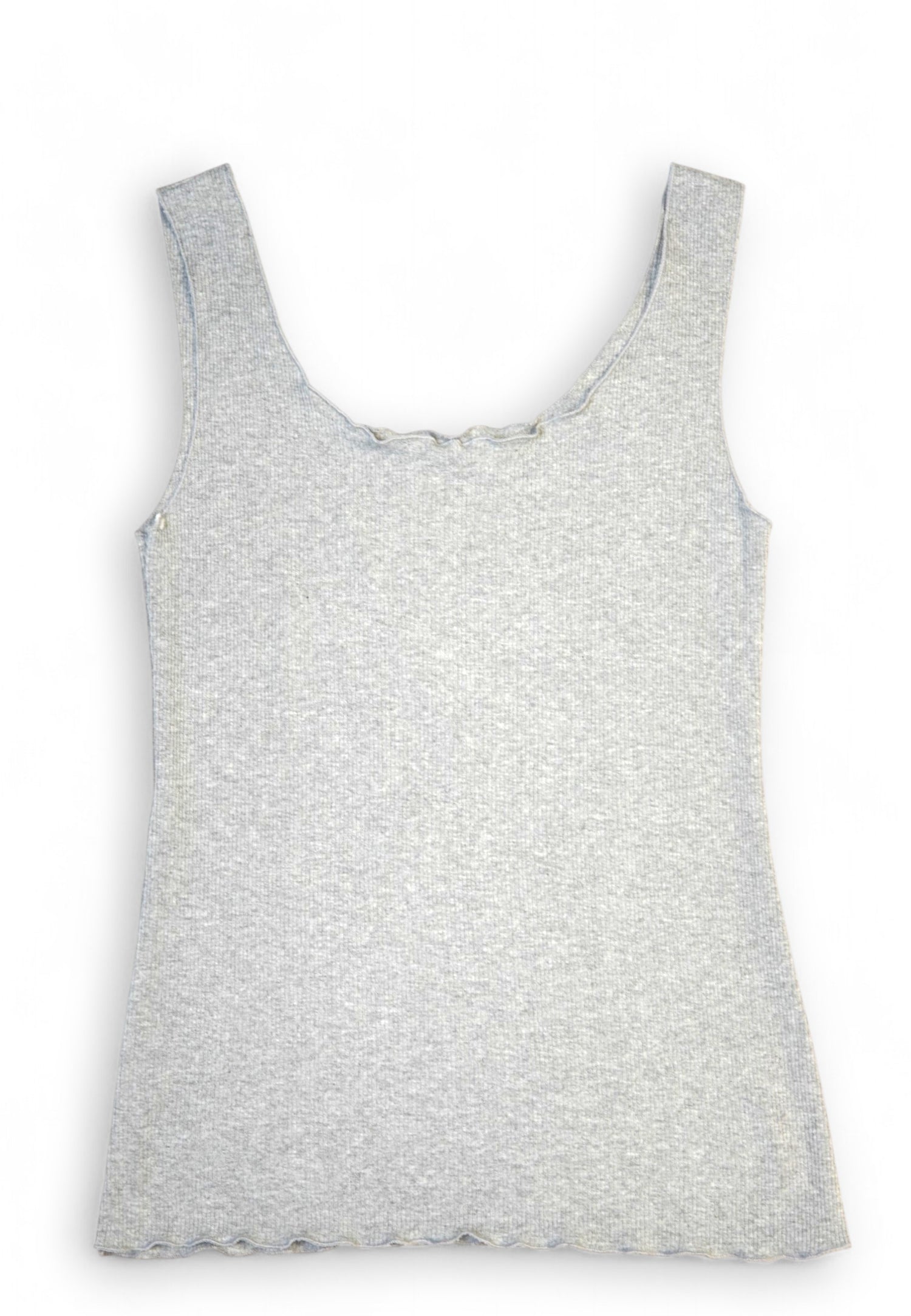 Maiou Fără Mâneci Din Viscoză cu Margini Ondulate – Slim Fit